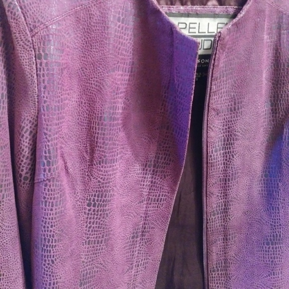 Purple Suede VINTAGE PELLE Moto Jacket -Leather Jacket - Picture 6 of 8